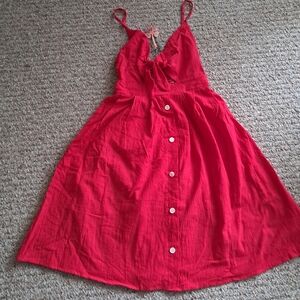 Adjustable spaghetti strap red dress